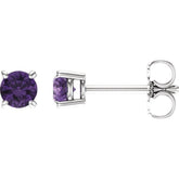 14K White 4 mm Natural Amethyst Stud Earrings